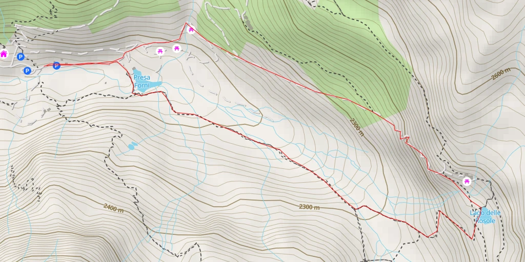 Carte de l'itinéraire :  Lago delle Rosole