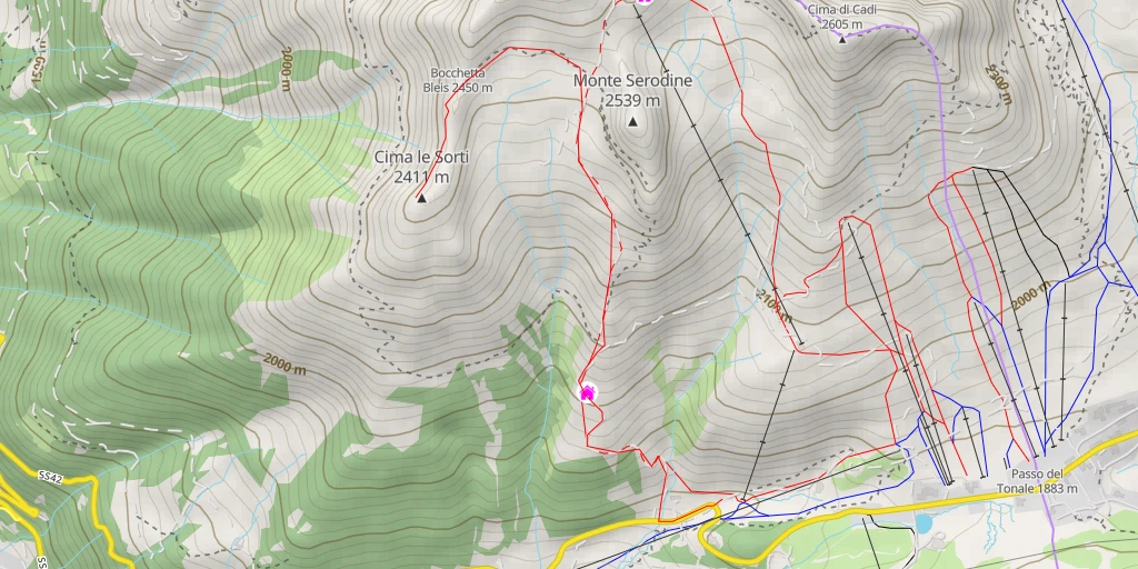 Map of the trail for Cima le Sorti