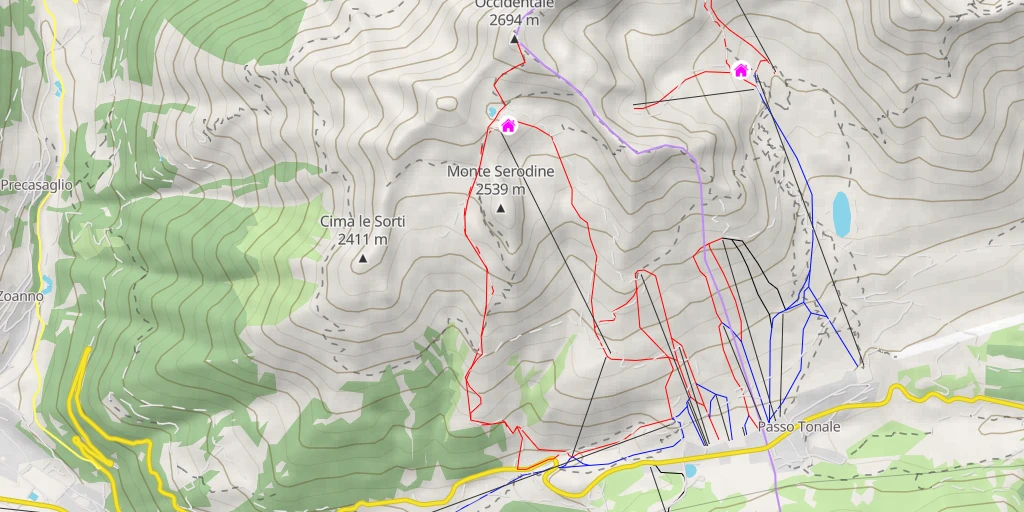 Carte de l'itinéraire :  Monte Tonale Occidentale