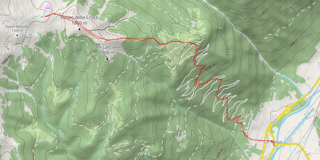 Carte de l'itinéraire :  Strada per Malga Vacil