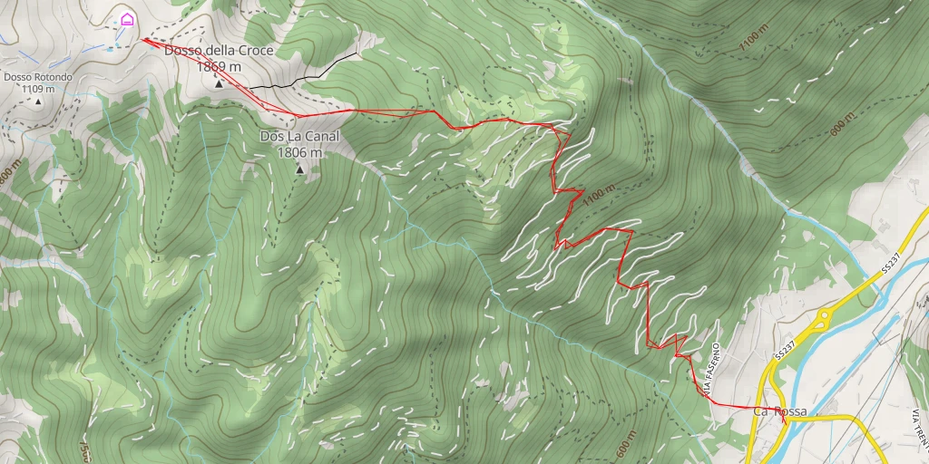 Carte de l'itinéraire :  Strada per Malga Vacil