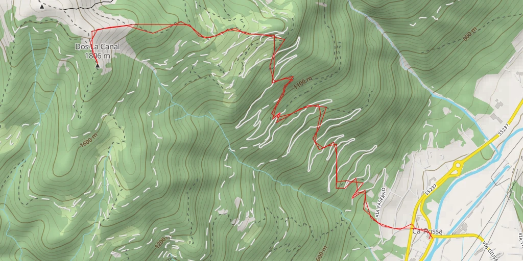 Map of the trail for Dos La Canal