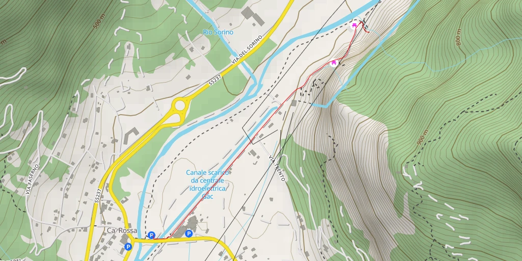 Map of the trail for Fontana Santa