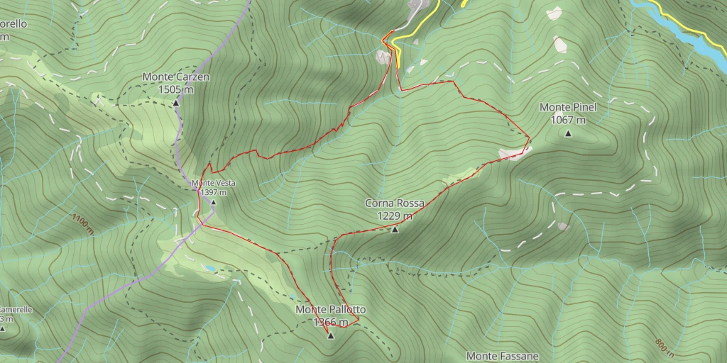 Map of the trail for Monte Pallotto