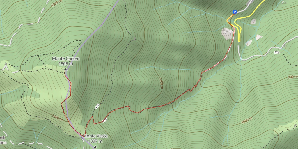 Map of the trail for Monte Carzen