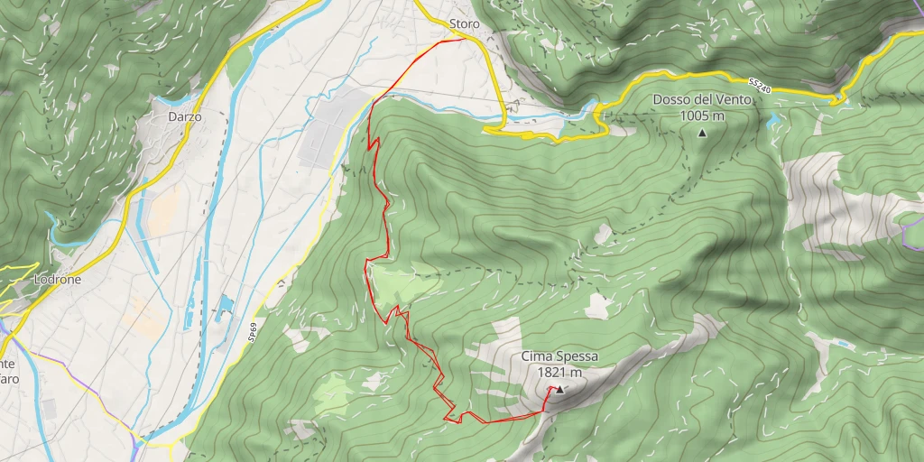 Carte de l'itinéraire :  Cima Spessa