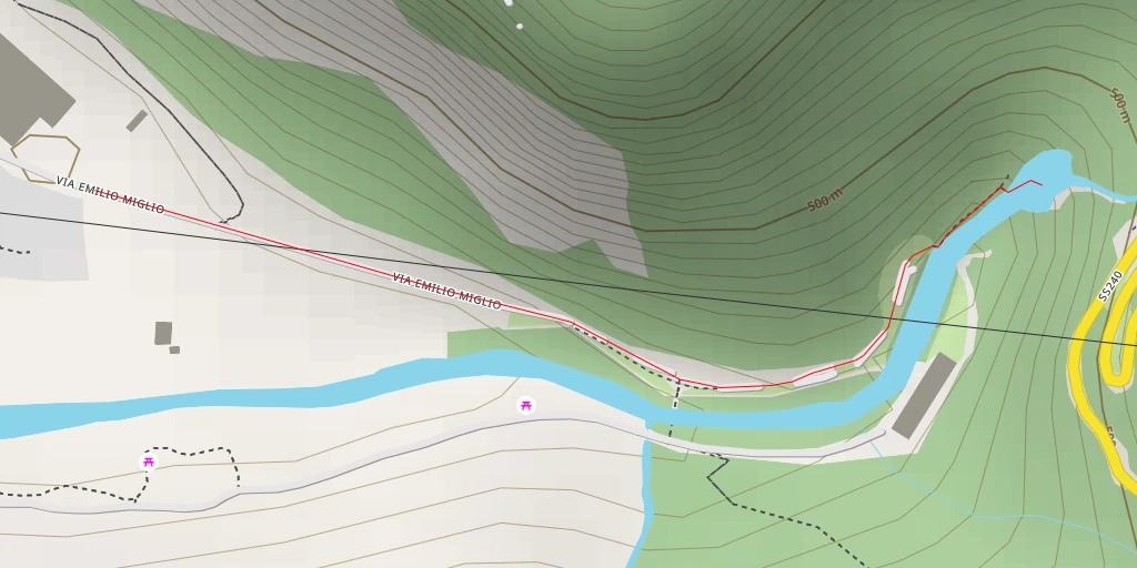 Map of the trail for Cascata Büs da mort (Buco della morte)