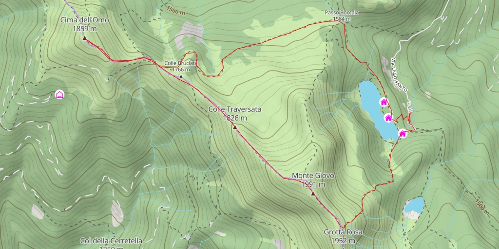 Carte de l'itinéraire :  Cima dell'Omo