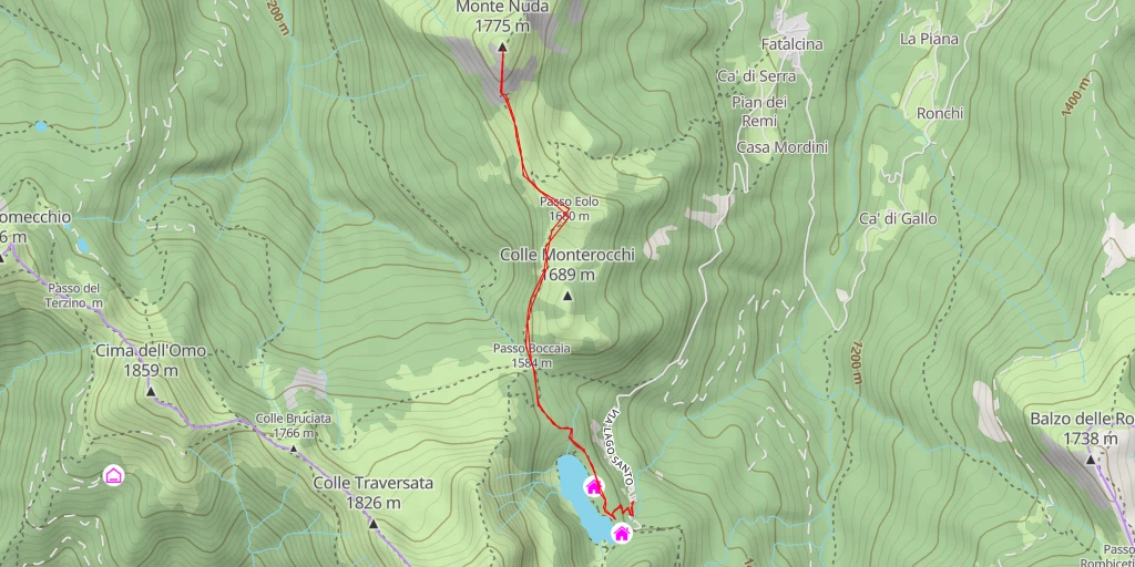 Carte de l'itinéraire :  Monte Nuda