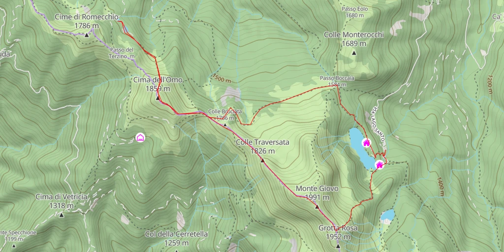 Carte de l'itinéraire :  via della Vetrice