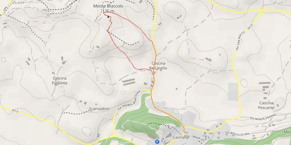 Map of the trail for Monte Braccolo