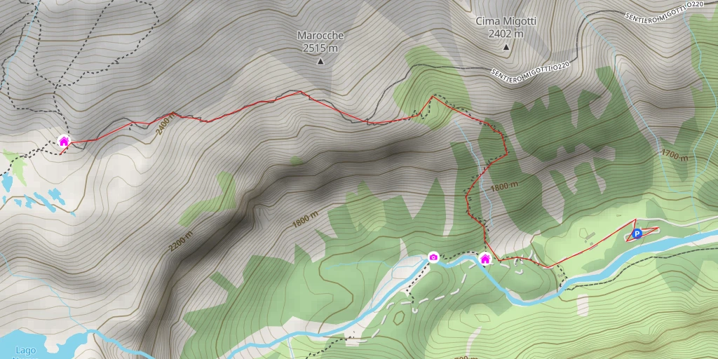 Carte de l'itinéraire :  Rifugio Mandrone - Rifugio Mandrone - Passo Pisgana