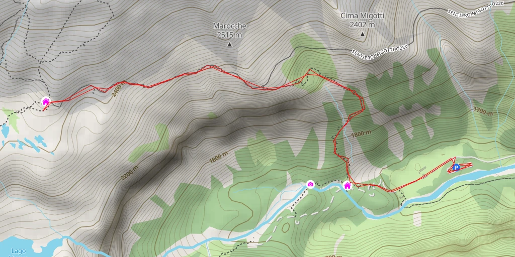 Carte de l'itinéraire :  Rifugio Mandrone - Rifugio Mandrone - Passo Pisgana