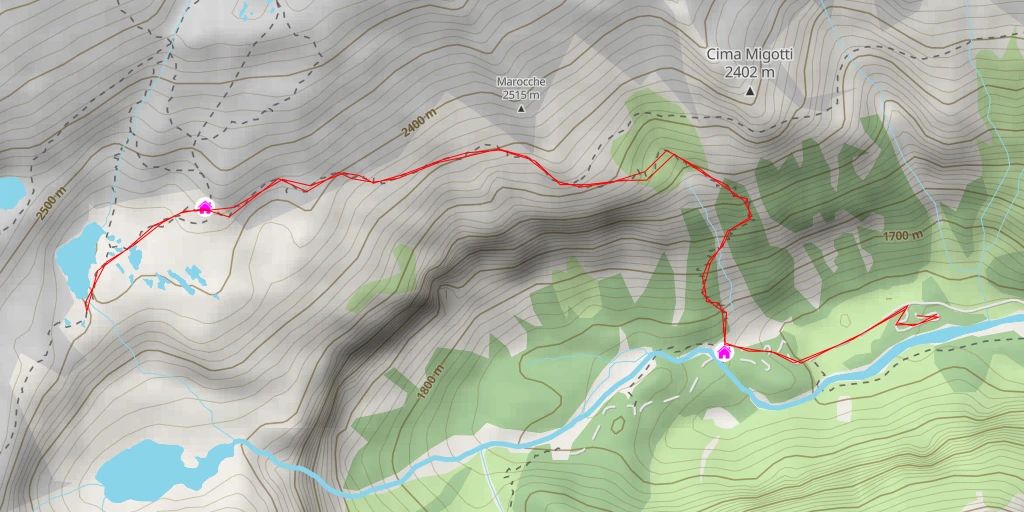 Carte de l'itinéraire :  Rifugio Mandrone - Passo Pisgana - Rifugio Mandrone - Passo Pisgana