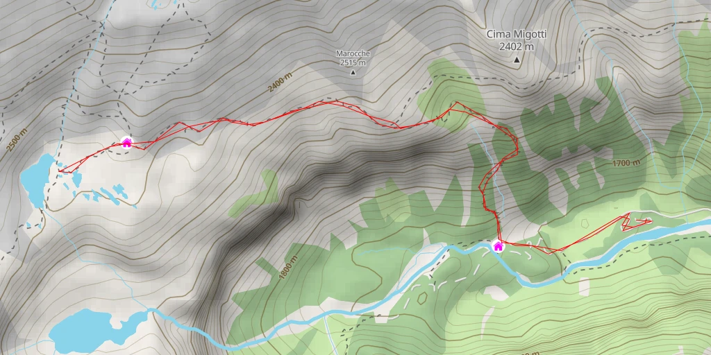 Map of the trail for Rifugio Mandrone - Passo Pisgana - Rifugio Mandrone - Passo Pisgana