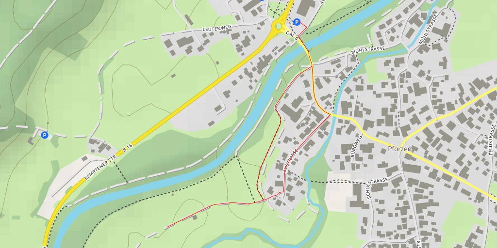 Map of the trail for Rad-Wegweiser - Kemptener Straße