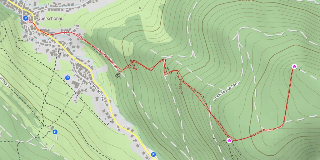 Map of the trail for AI - Vorderer Möstfelsen