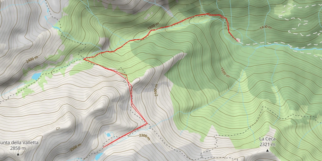 Map of the trail for Valletta Alta