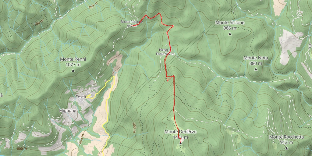 Map of the trail for Monte Denervo