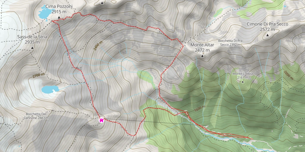 Carte de l'itinéraire :  Cima Pozzoni