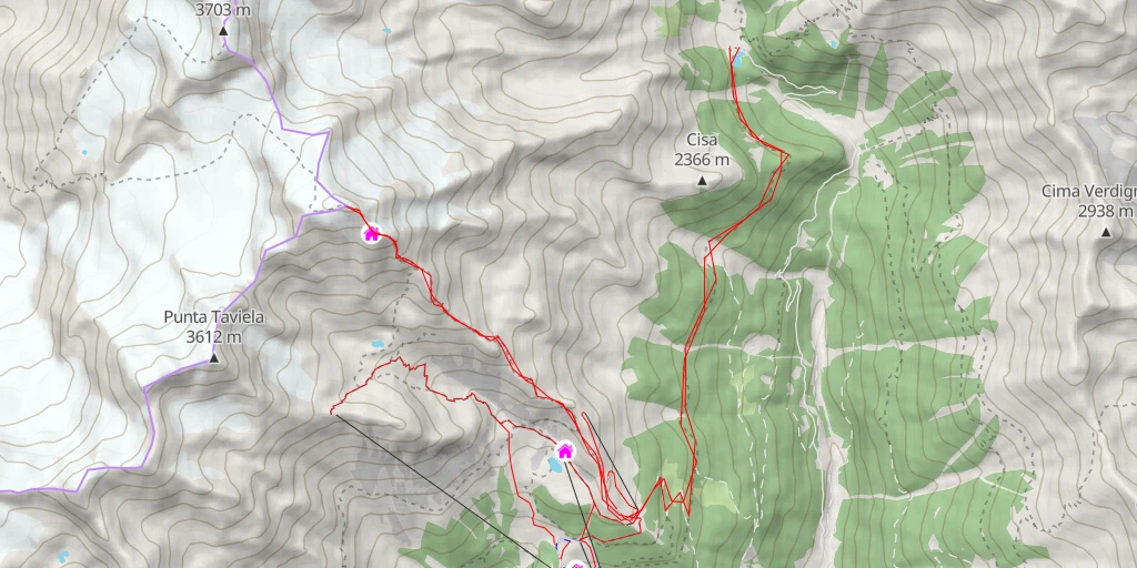 Map of the trail for Monte Vioz