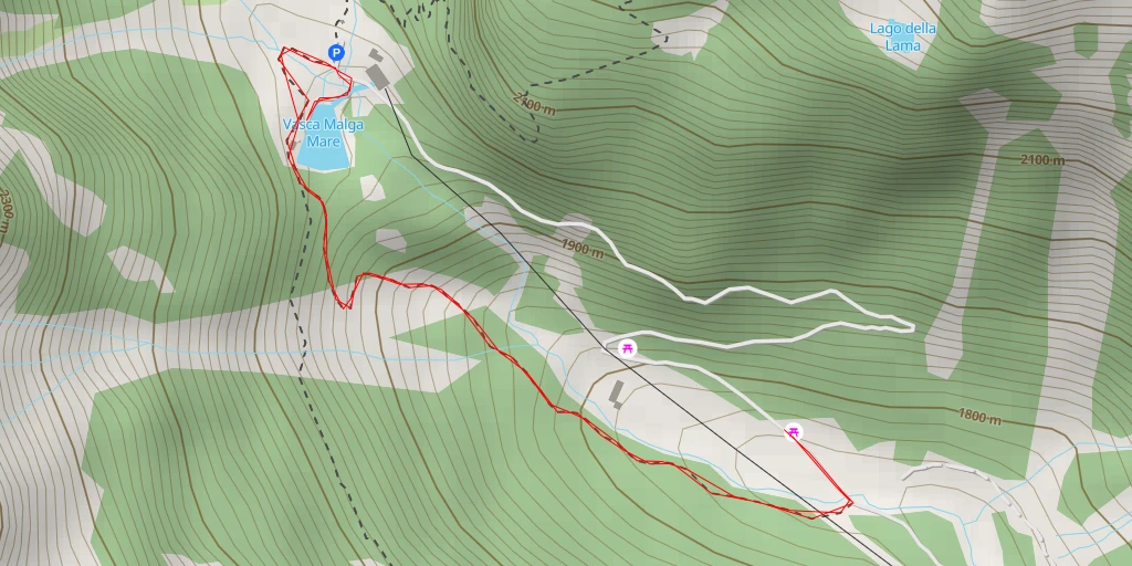 Carte de l'itinéraire :  Vasca Malga Mare