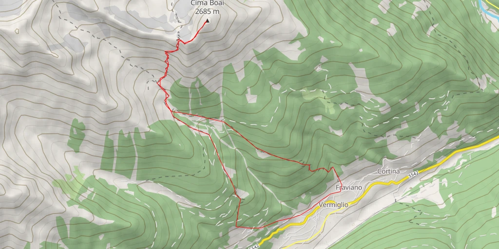 Map of the trail for Cima Boai