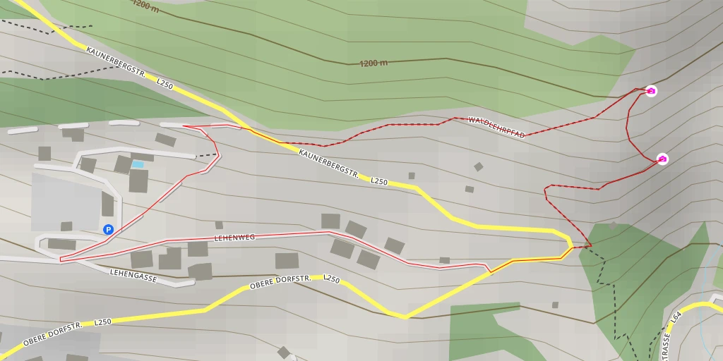 Map of the trail for Schlossbachtobel - Kauns