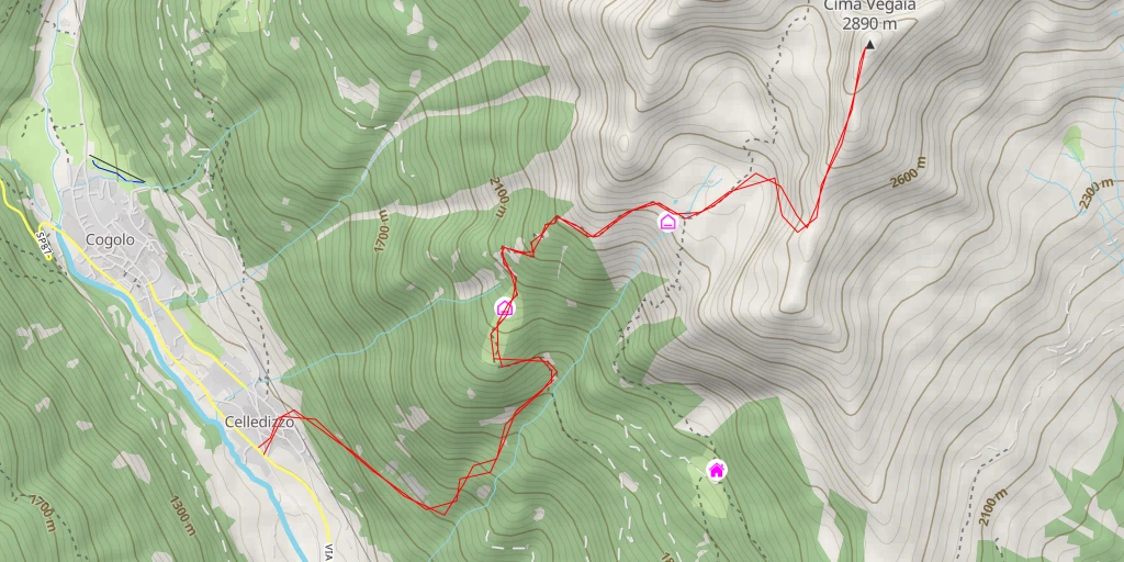 Map of the trail for Cima Vegaia