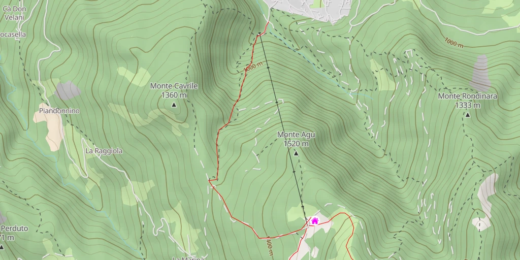 Map of the trail for Rifugio Monte Cervarola