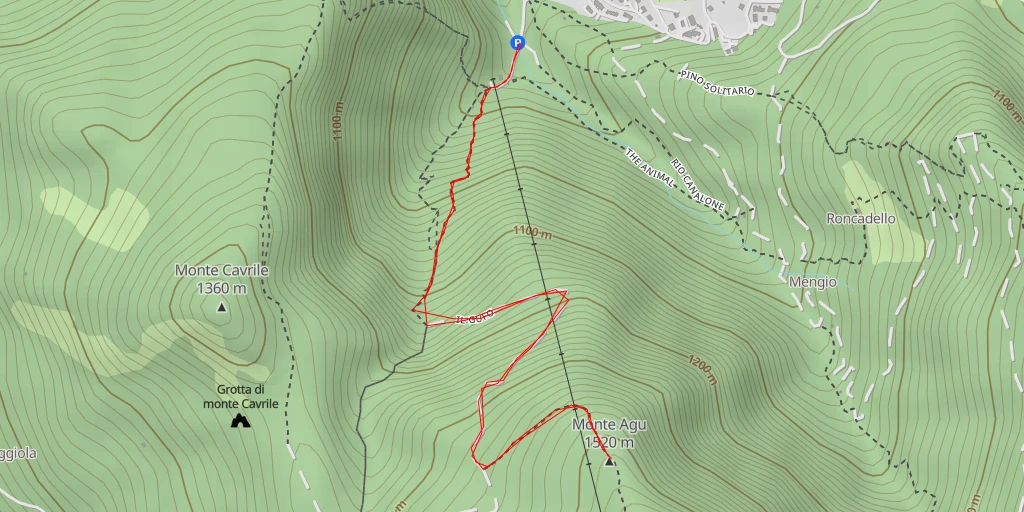 Map of the trail for Monte Agu