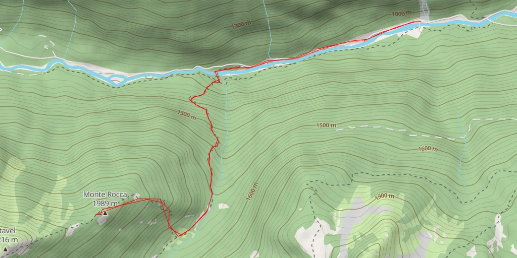 Map of the trail for Monte Rocca