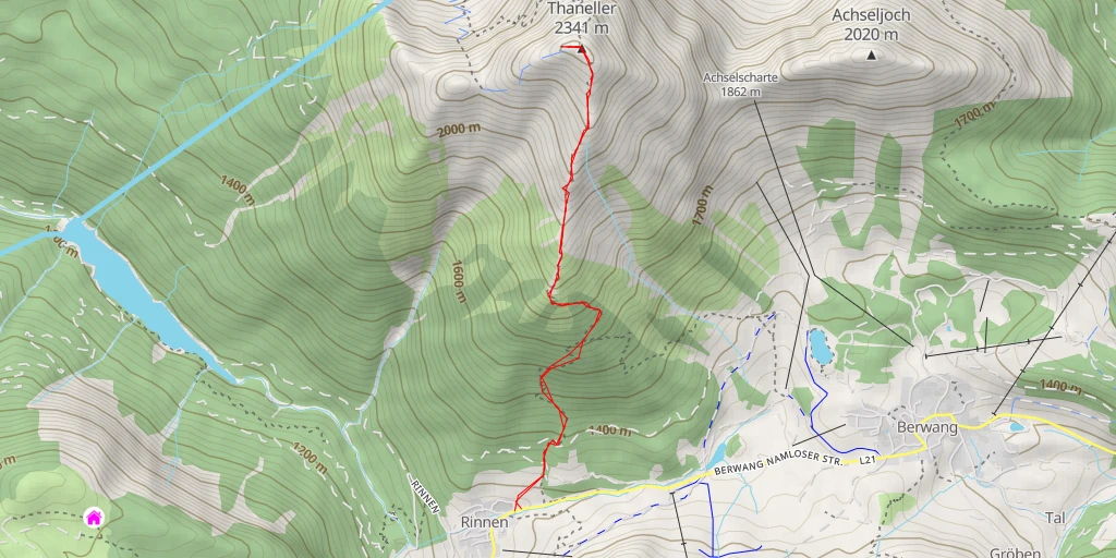 Map of the trail for Thaneller