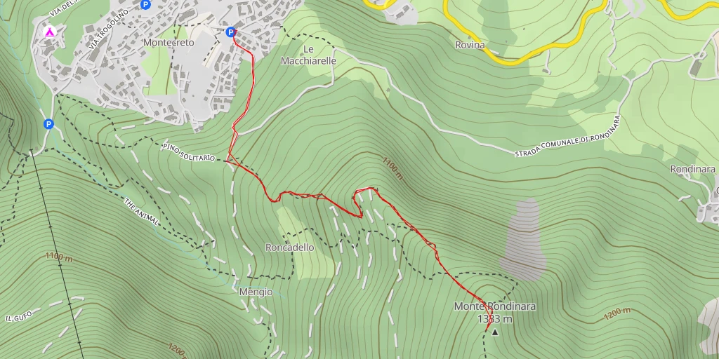 Carte de l'itinéraire :  Monte Rondinara