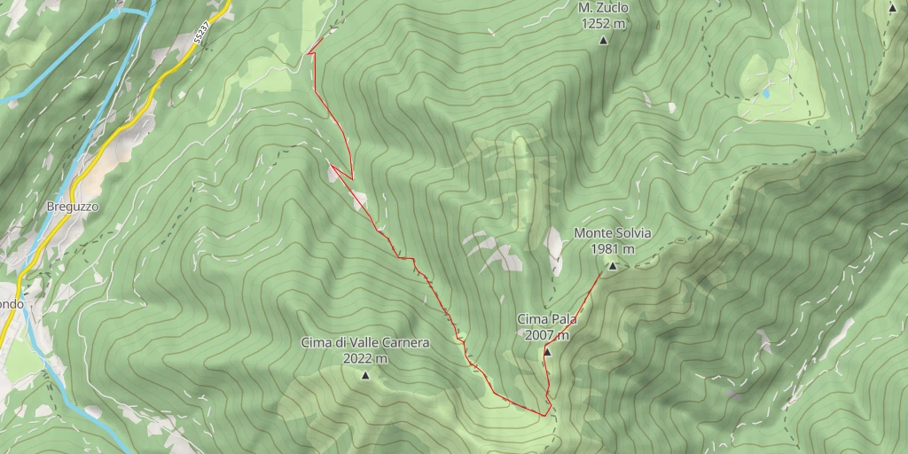 Carte de l'itinéraire :  Monte Solvia