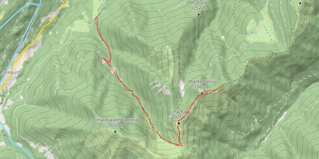 Map of the trail for Monte Frisce