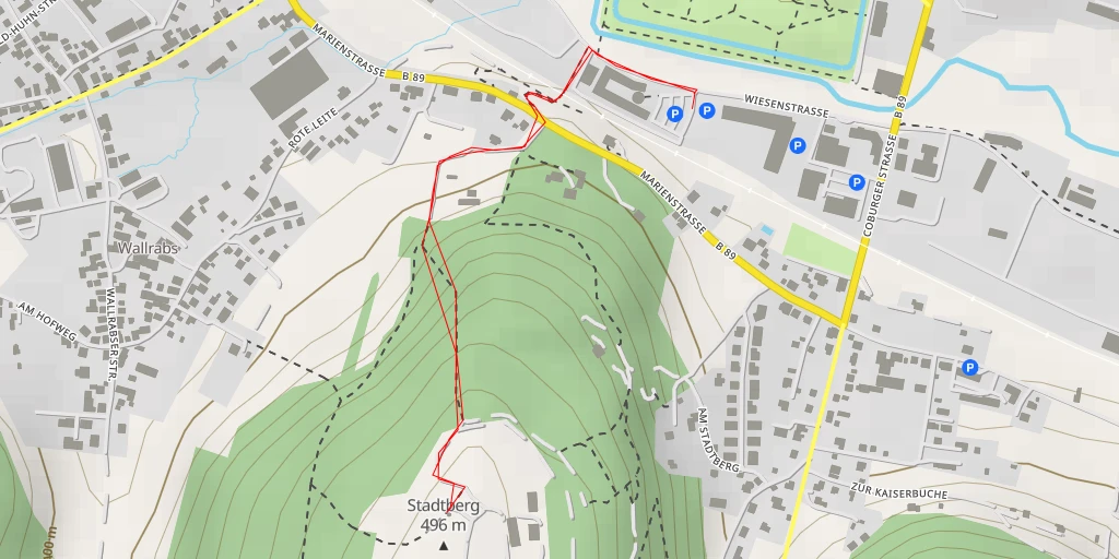 Map of the trail for AI - Bismarckturm Hildburghausen