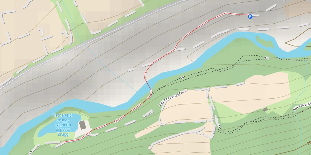 Map of the trail for Fischerteich Brugg - Laghetto di pesca Brugg