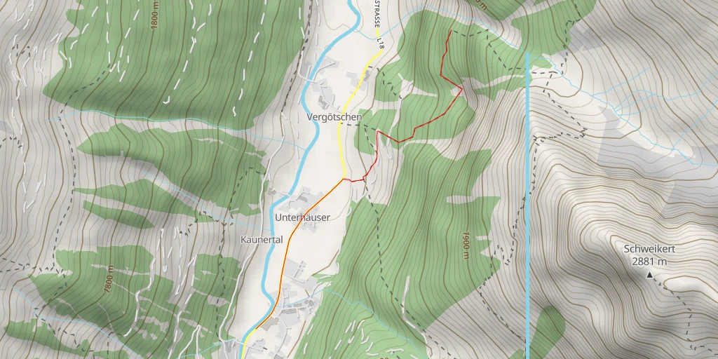 Map of the trail for Kaunertalstraße