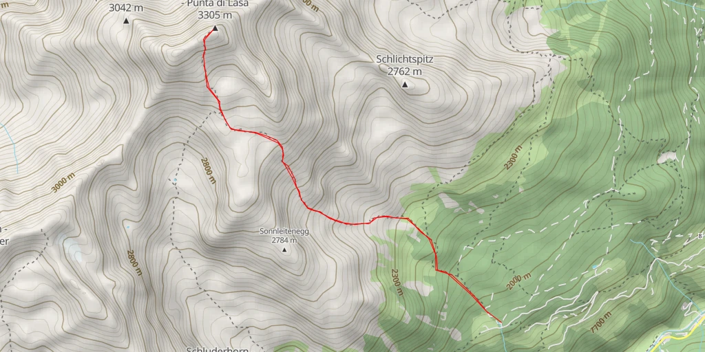 Map of the trail for Laaser Spitze - Punta di Lasa