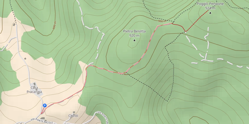 Map of the trail for Poggio Pennone