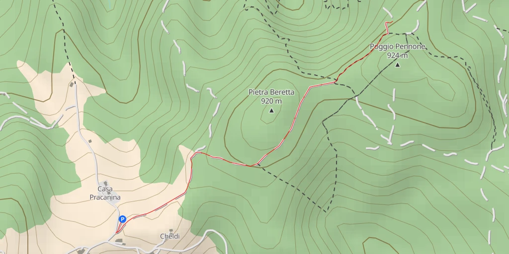 Map of the trail for Ponte del Diavolo / Ponte Ercole