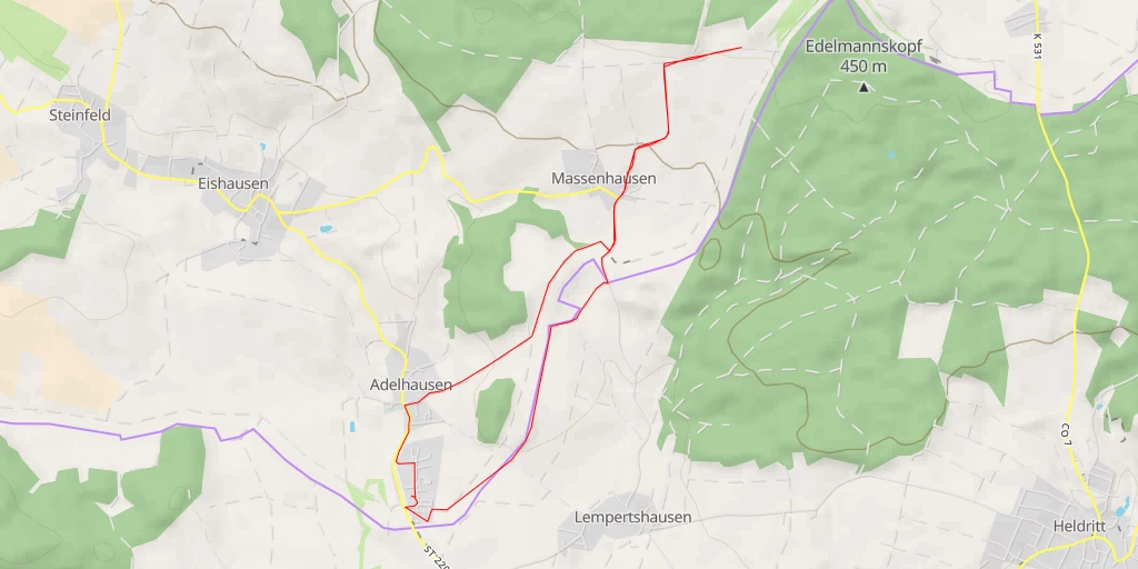 Map of the trail for AI - Kolonnenweg - Straufhain