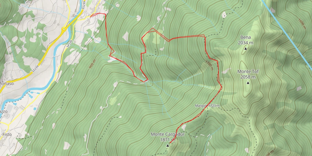 Map of the trail for Monte Cargadur