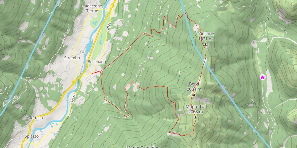 Map of the trail for Monte Tof