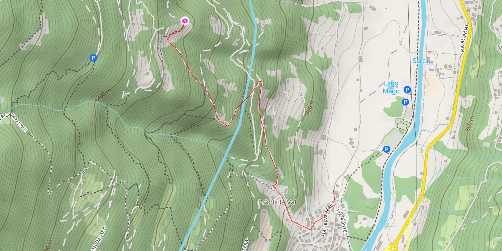 Map of the trail for Strada vecchia Michél