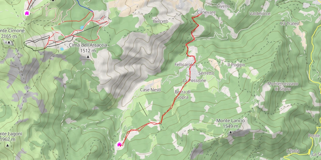 Map of the trail for AI - Rifugio Taburri