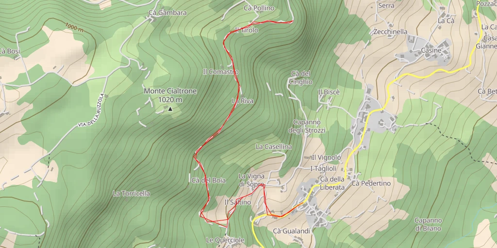 Carte de l'itinéraire :  Sopra il Cinghio del Pollino, Alla Croce