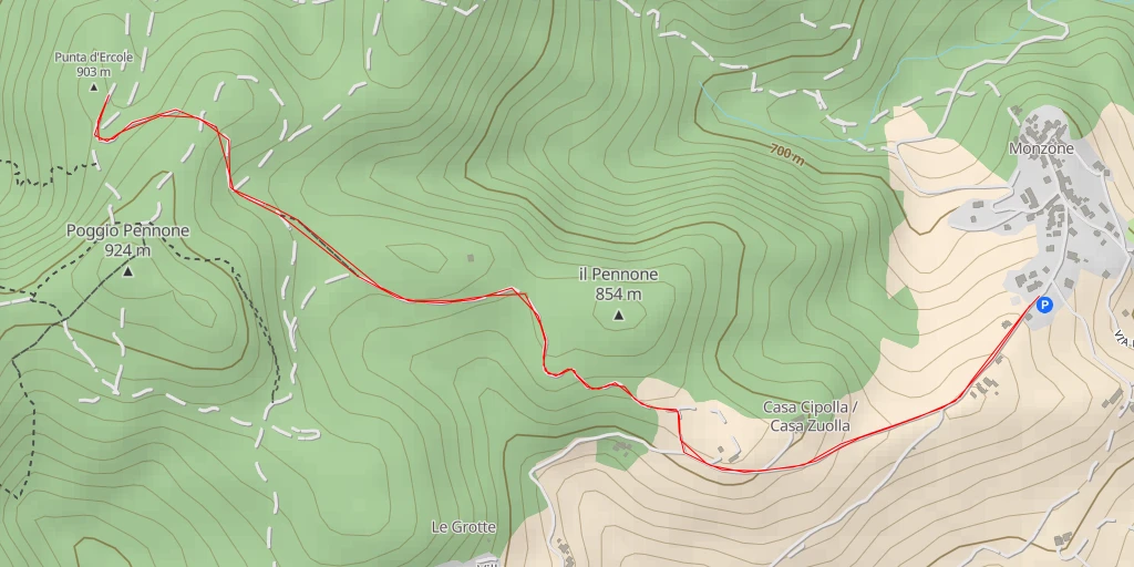 Carte de l'itinéraire :  Punta d'Ercole