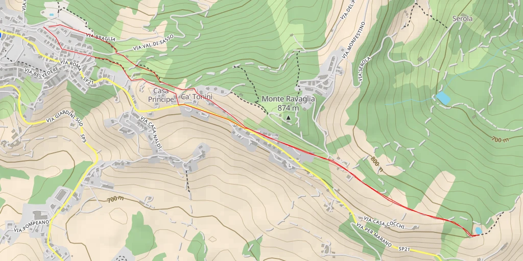 Map of the trail for Via per Marano